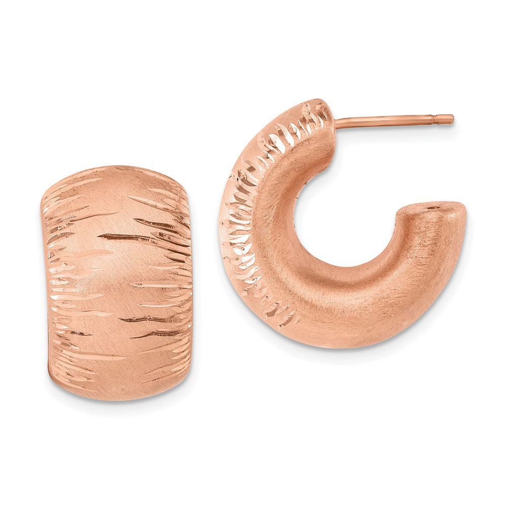 Sterling Silver & Rose Gold-plated Satin & D/C Post Hoop Earrings, 21.35 x 21.35 mm