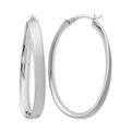 Sterling Silver Rhodium-plated Satin Oval Hoop Earrings, 51 x 5 mm