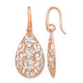 Sterling Silver Rose Gold-toned Polished Textured Earrings, 41 x 15.77 mm