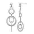 Sterling Silver Rhodium-plated Polished and Brushed Dangle Earring, 50 x 17.77 mm