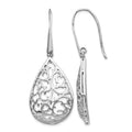 Sterling Silver Rhod-pltd Polished Cut-out Teardrop Dangle Earring, 49 x 19.83 mm