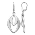 Sterling Silver RH-plated Polished & Brushed Leverback Earrings, 53 x 22.28 mm