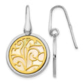 Sterling Silver Gold-tone Mother of Pearl Dangle Earrings, 32 x 18.57 mm