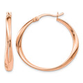 Sterling Silver Rose Gold-plated Polished Hoop Earrings, 30 x 3 mm