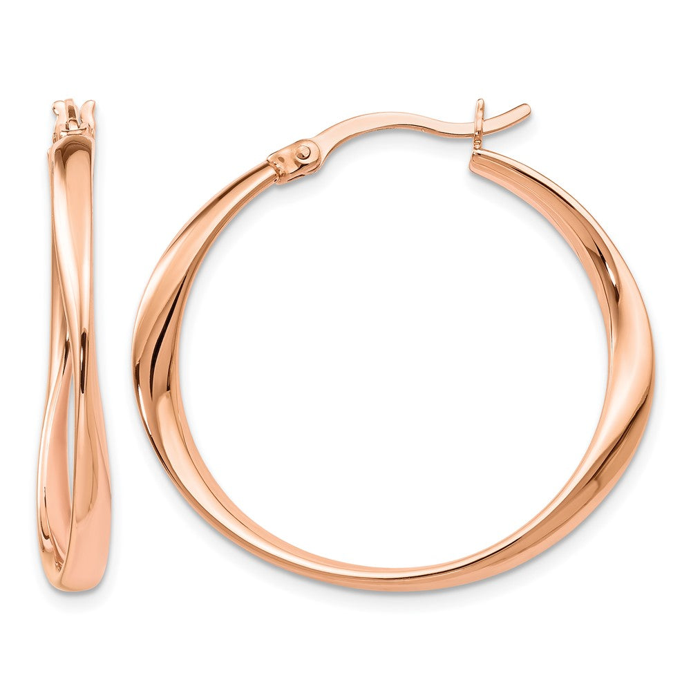 Sterling Silver Rose Gold-plated Polished Hoop Earrings, 30 x 3 mm