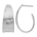 Sterling Silver RH-plated Polished and Textured Earrings, 29.5 x 12.46 mm