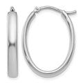 Sterling Silver RH-plated Polished Oval Hoop Earrings, 23 x 3.5 mm