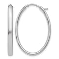 Sterling Silver RH-plated Polished Oval Hoop Earrings, 34 x 3.5 mm