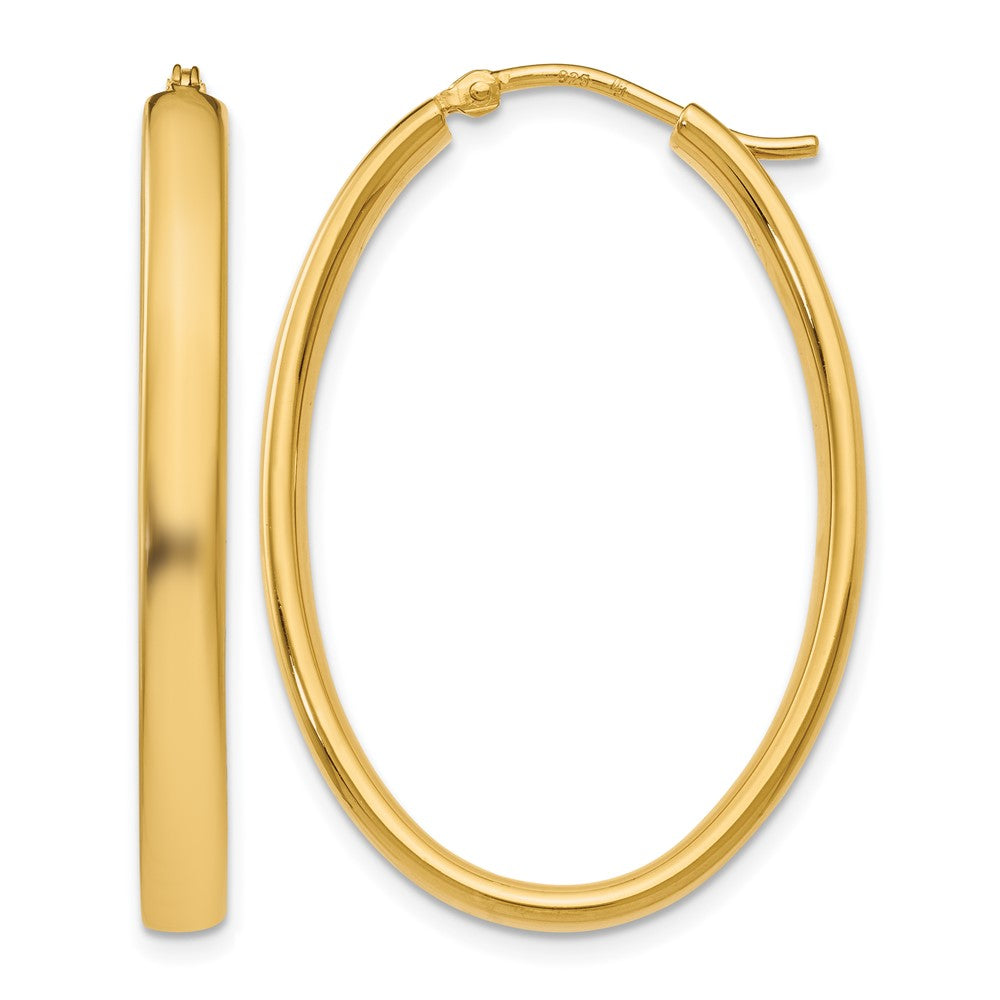 Sterling Silver Gold-plated Polished Oval Hoop Earrings, 34 x 3.5 mm