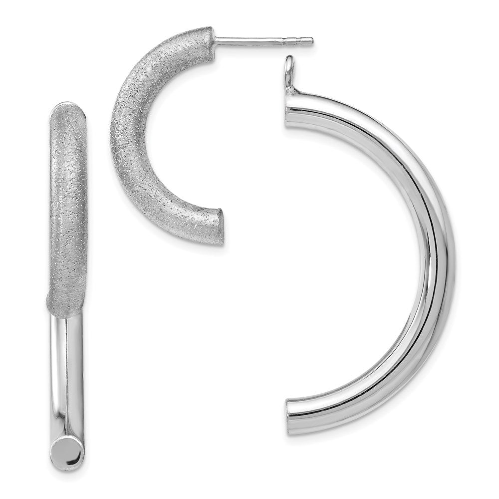 Sterling Silver Polished D/C Removable Front Back Earrings, 39 x 31.5 mm