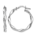 Sterling Silver RH-plated Polished Twisted Hoop Earrings, 26.5 x 3 mm