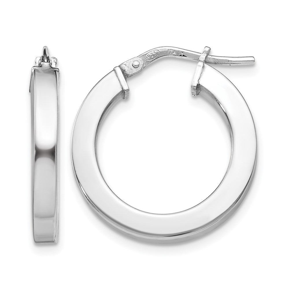 Sterling Silver RH-plated Polished Hoop Earrings, 20.5 x 3 mm