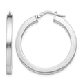 Sterling Silver RH-plated Polished Hoop Earrings, 31 x 3 mm