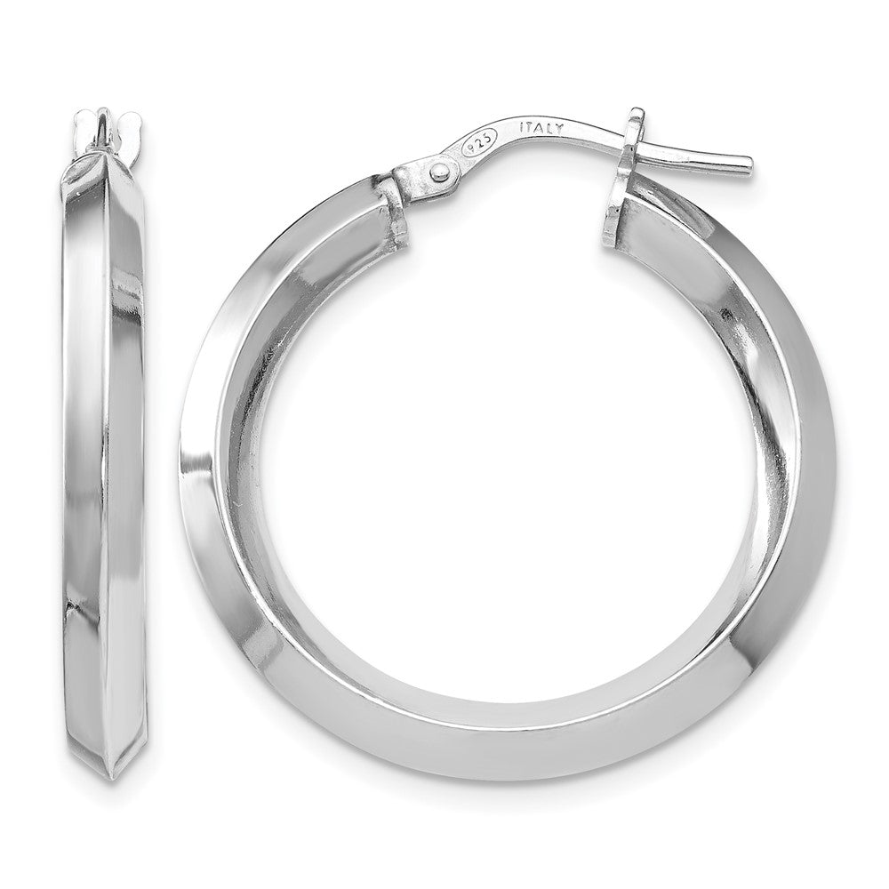 Sterling Silver RH-plated Polished Hoop Earrings, 28 x 18.2 mm