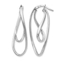 Sterling Silver RH-plated Polished Twisted Oval Hoop Earrings, 39.5 x 1.25 mm