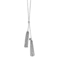 Sterling Silver RH-plat Polished Adjustable Tassel Necklace, 33 mm