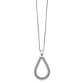 Sterling Silver Rhodium-plated Teardrop w/2in ext. Necklace, 16 x 22 mm