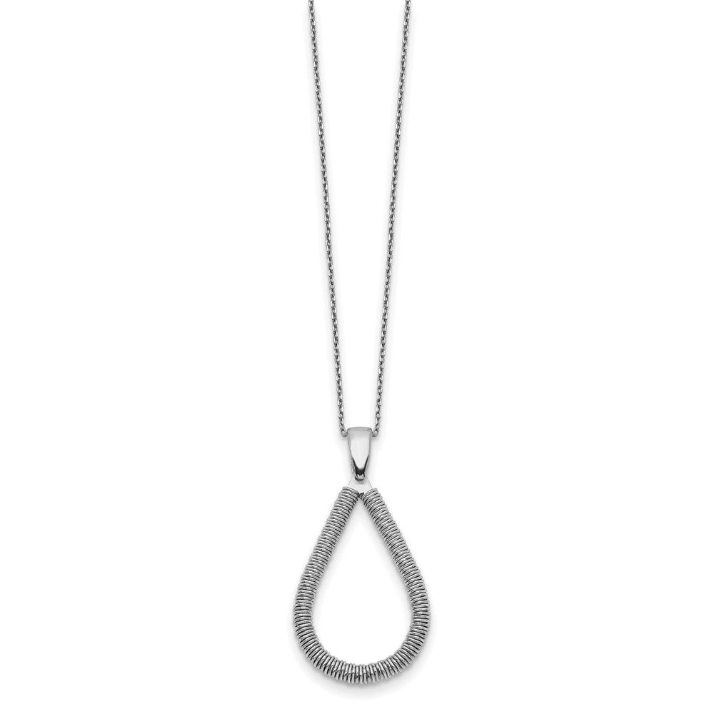 Sterling Silver Rhodium-plated Teardrop w/2in ext. Necklace, 16 x 22 mm