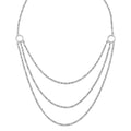 Sterling Silver Rhodium w/2 in ext. 3 Layer Fancy Necklace, 22 mm