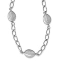 Sterling Silver Rhodium Brushed & Polished w/2 in ext. Necklace, 17.5 x 14 mm