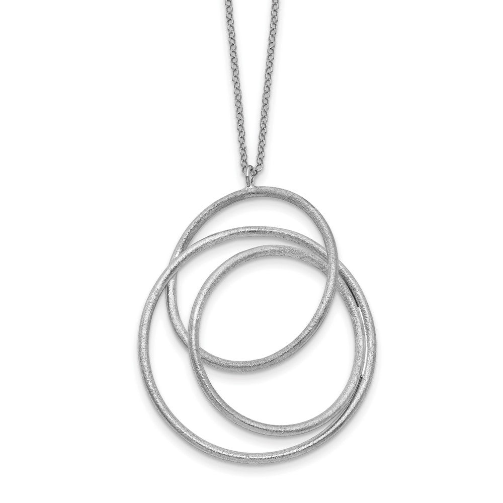 Sterling Silver Rhodium Brushed & Polished Necklace, 35.5 x 45 mm