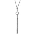 Sterling Silver Rhodium-plated Tassel w/1.5in ext. Necklace, 15 x 12 mm