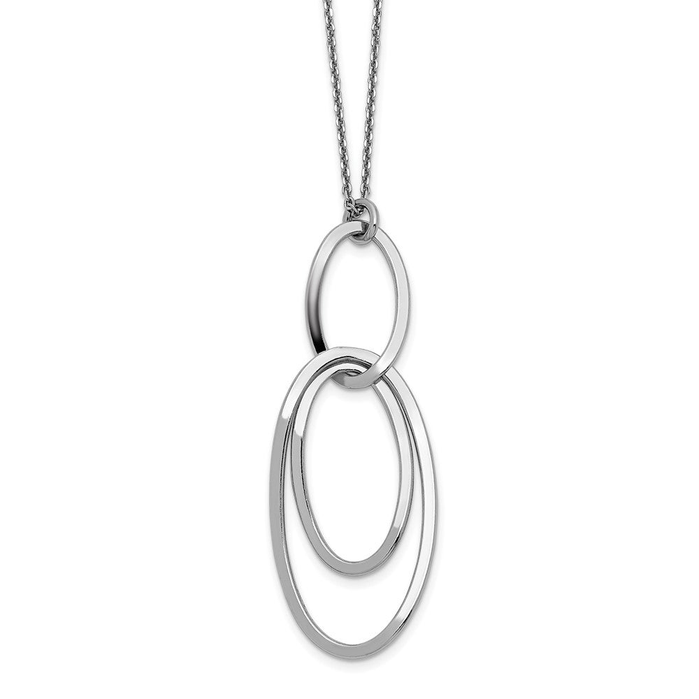 Sterling Silver Rhodium-plated Polished w/1.5in ext. Necklace, 16 x 18 mm