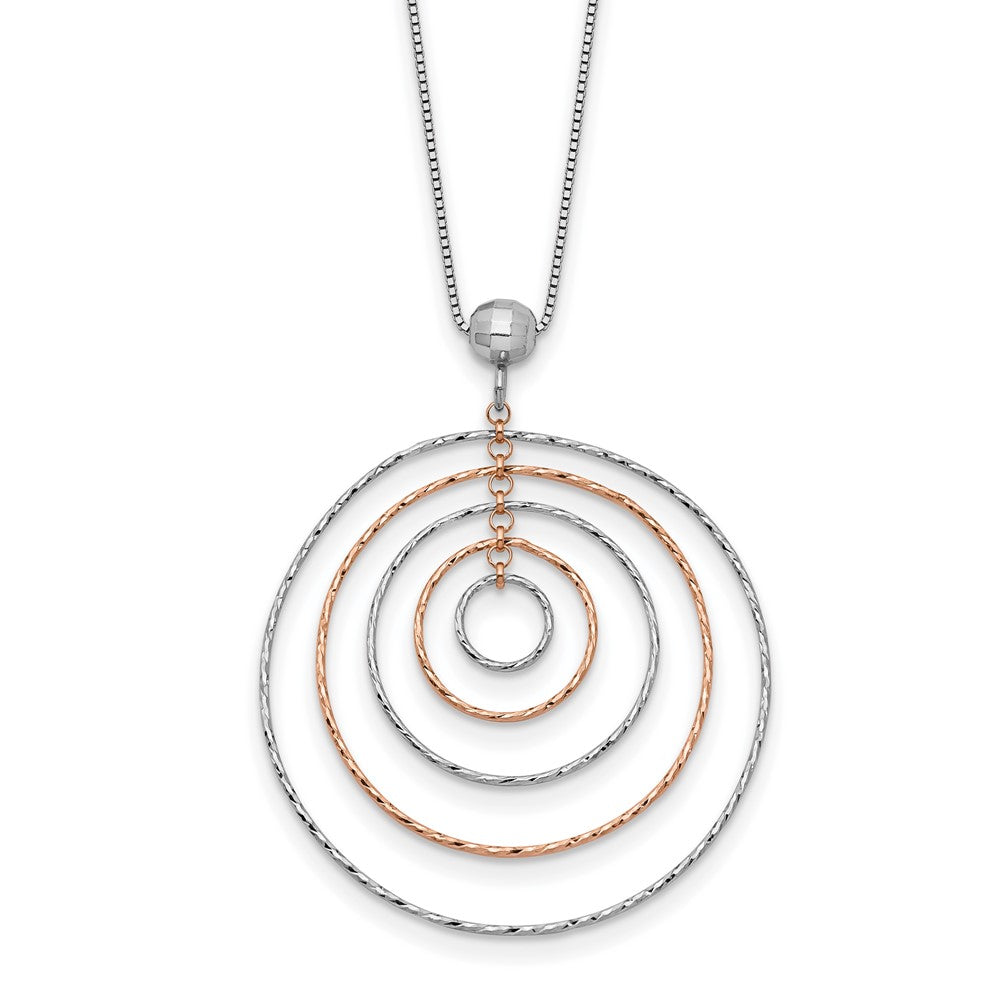 Sterling Silver Rose Gold-Plated D/C w/1in ext. Necklace, 16 x 42 mm