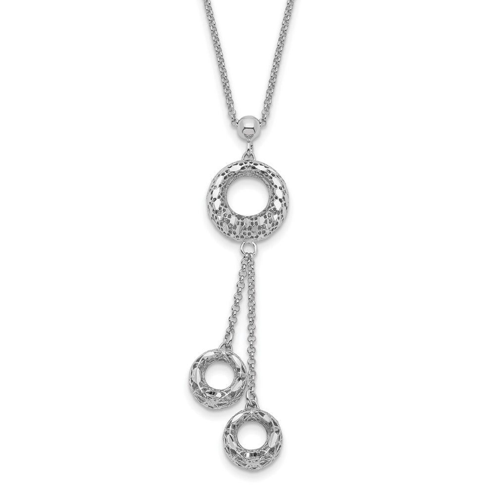 Sterling Silver Polished D/C Circle Dangle Necklace, 18 x 16.25 mm