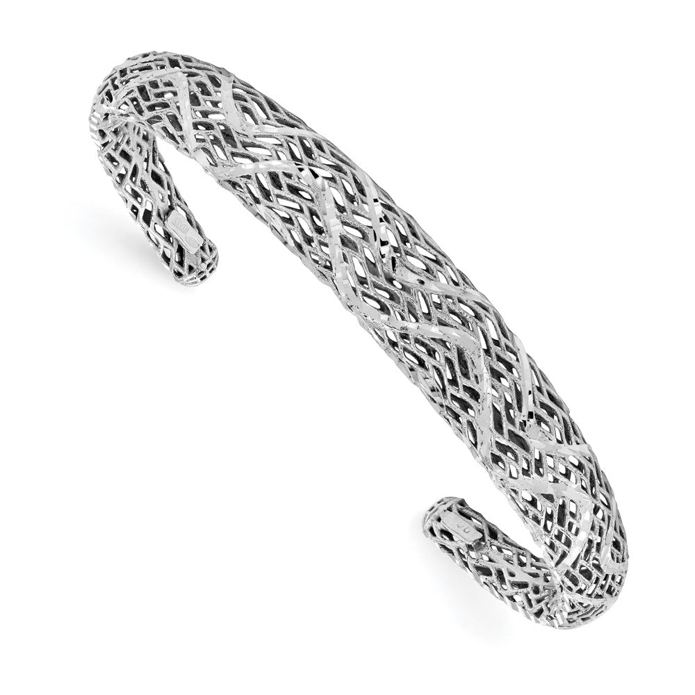 Sterling Silver Polished D/C Bangle, 9.4 mm