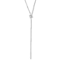 Sterling Silver RH-plat Polished Bar Adjustable Necklace, 26.5 x 2.18 mm