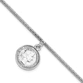 SS Rhod-plat Polished Elizabeth II Medal w/1.5 in ext. Bracelet, 7 x 0.73 mm