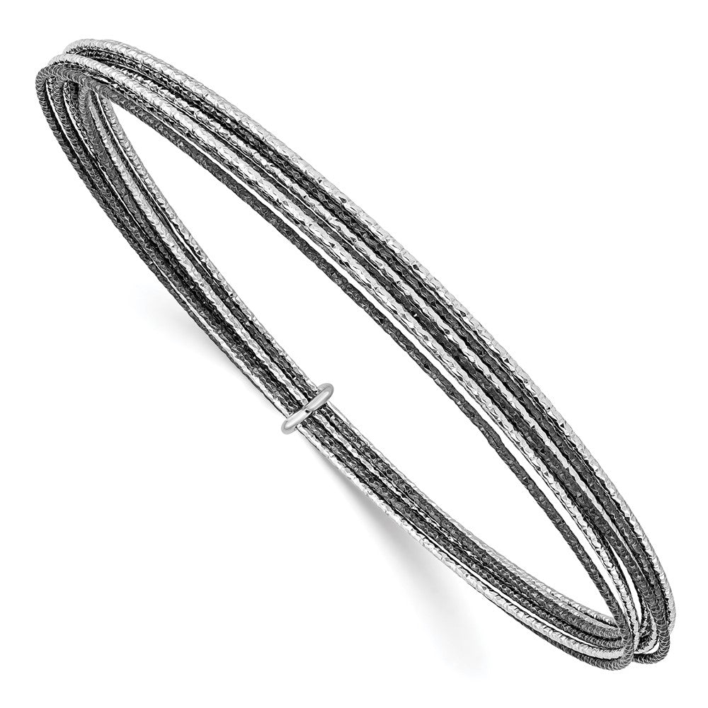 SS and Ruthenium Plated D/C 10 layer Slip-on Bangle, 9 mm