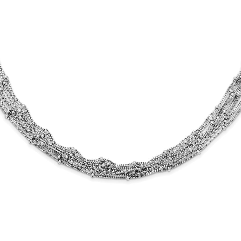 Sterling Silver Seven Strand Beaded Necklace, 18 mm