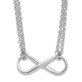 Sterling Silver RH-plated Polished Infinity Symbol Necklace, 18 mm