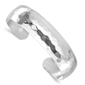 Sterling Silver RH-plated Polished Hammered Slip-on Bangle, 15 mm