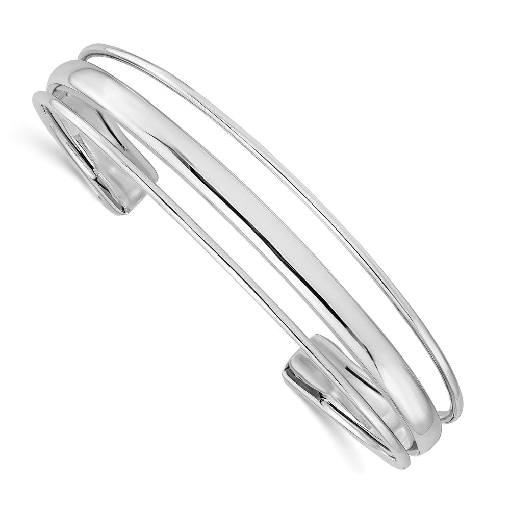 Sterling Silver RH-plated Polished Fancy Slip-on Bangle, 14 mm