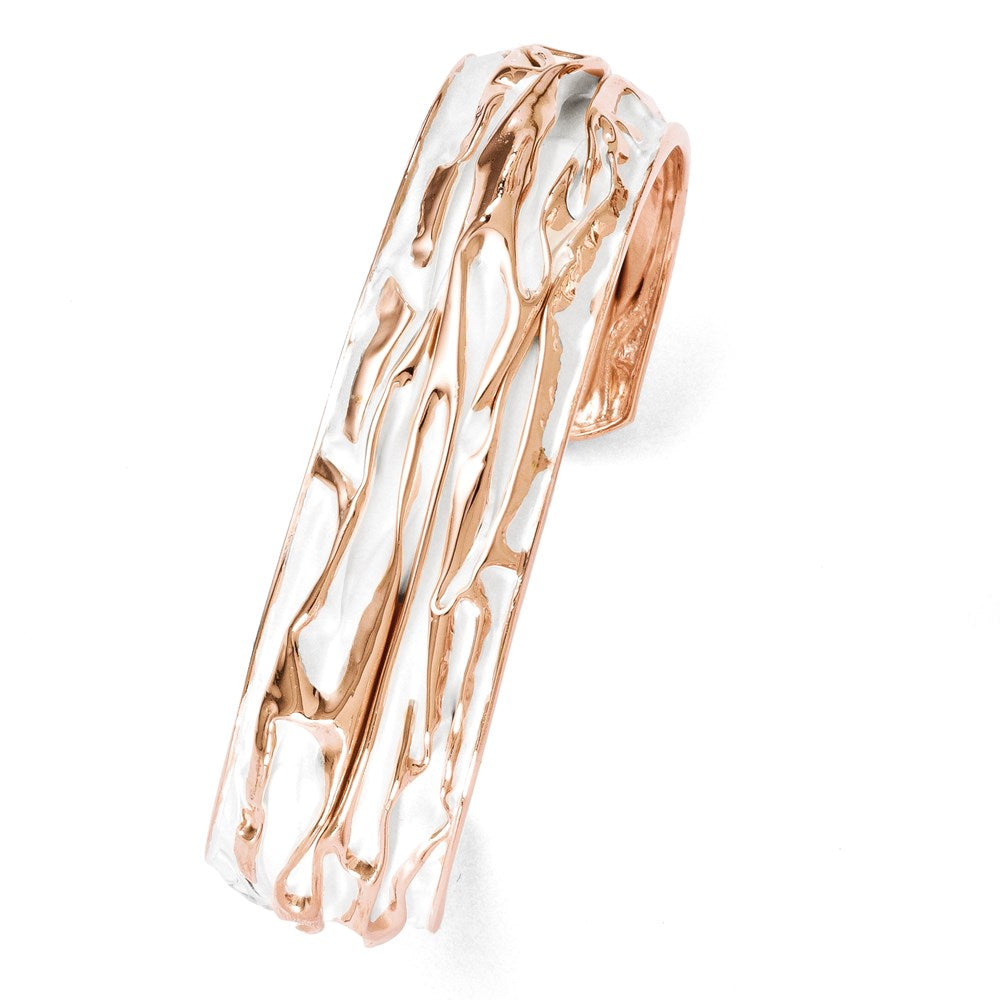 SS Rose Gold-plated Small Domed Scrunch Bangle, 18 mm