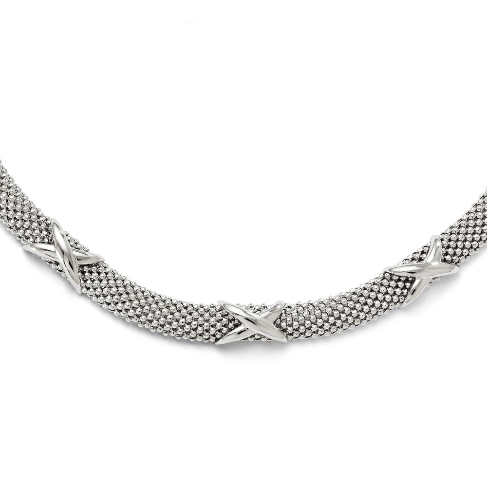 Sterling Silver Polished Mesh Necklace, 18 mm, 27 g