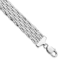 Sterling Silver RH-plated Polished Braided Bracelet, 7.5 mm