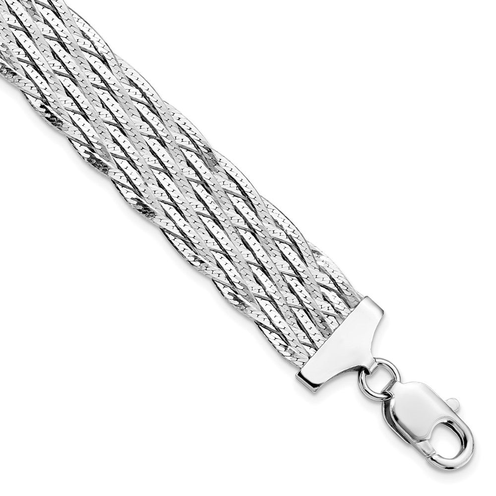 Sterling Silver RH-plated Polished Braided Bracelet, 7.5 mm
