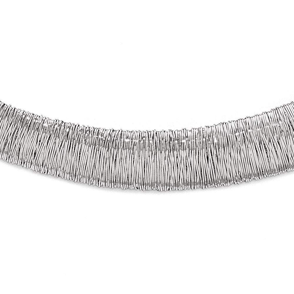 Sterling Silver Polished and Textured Graduated Neck Collar, 18 x 13.7 mm