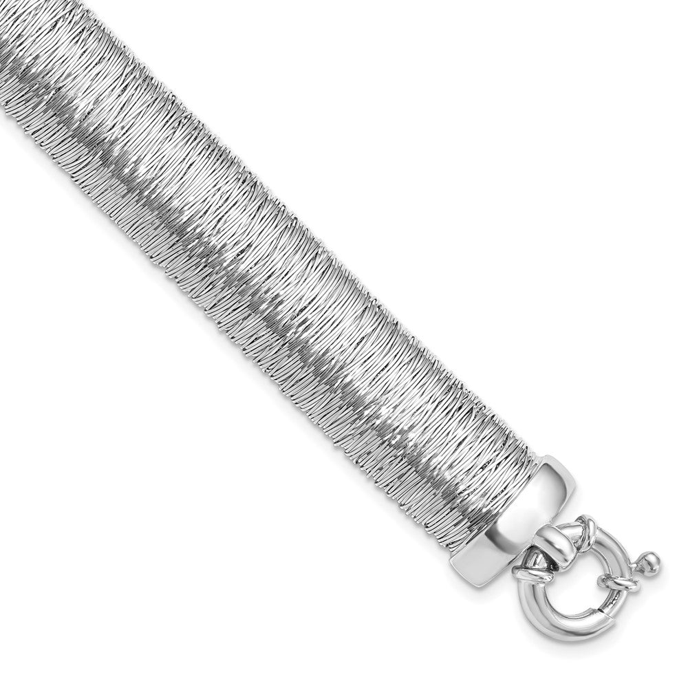 Sterling Silver Polished and Textured Bracelet, 7.5 x 14.9 mm