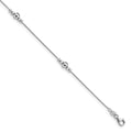 Sterling Silver Rhodium-plated Mirror Bead 9 inch Plus 1 inch Extender - Total 10 inch Anklet, 9 x 1 mm