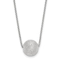 SS Radiant Essence Rh-plated Polish/Text w/2in ext. Necklace, 20 mm