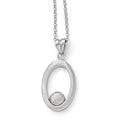 Sterling Silver Polished & Scratch Finish Necklace w/1.5in ext, 17 mm