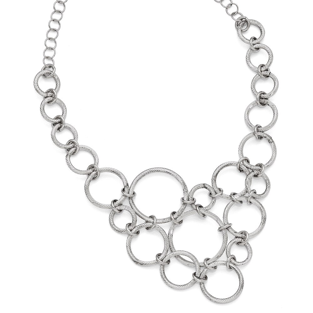 Sterling Silver Polished & Diamond-cut Fancy Link Necklace, 18.5 mm