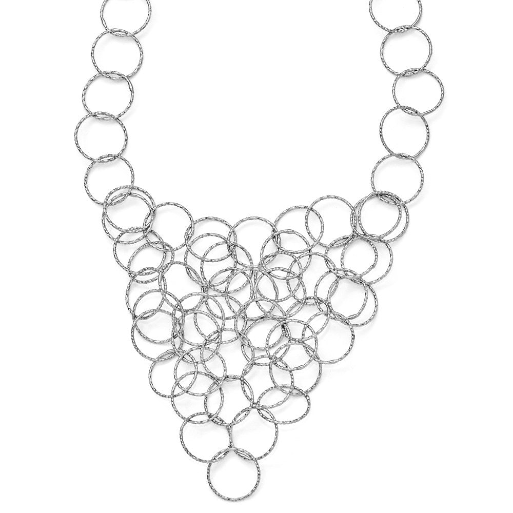 Sterling Silver Polished and Textured Fancy Link Necklace, 20 mm