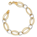 Sterling Silver Gold-tone Flash 18k Plated Link Bracelet, 7 mm