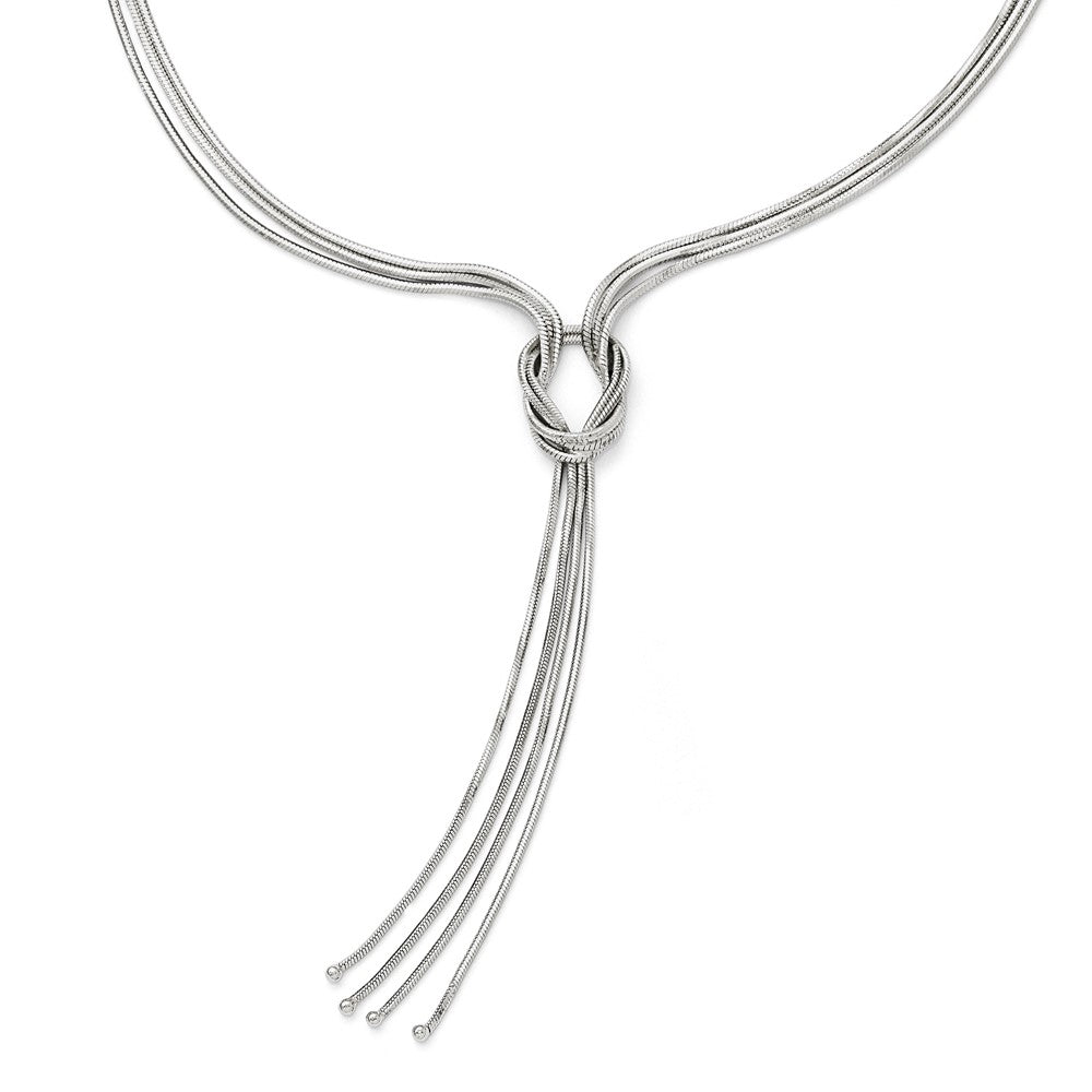 Sterling Silver RH-plat Polish Fancy Knot w/2in ext. Necklace, 18 mm